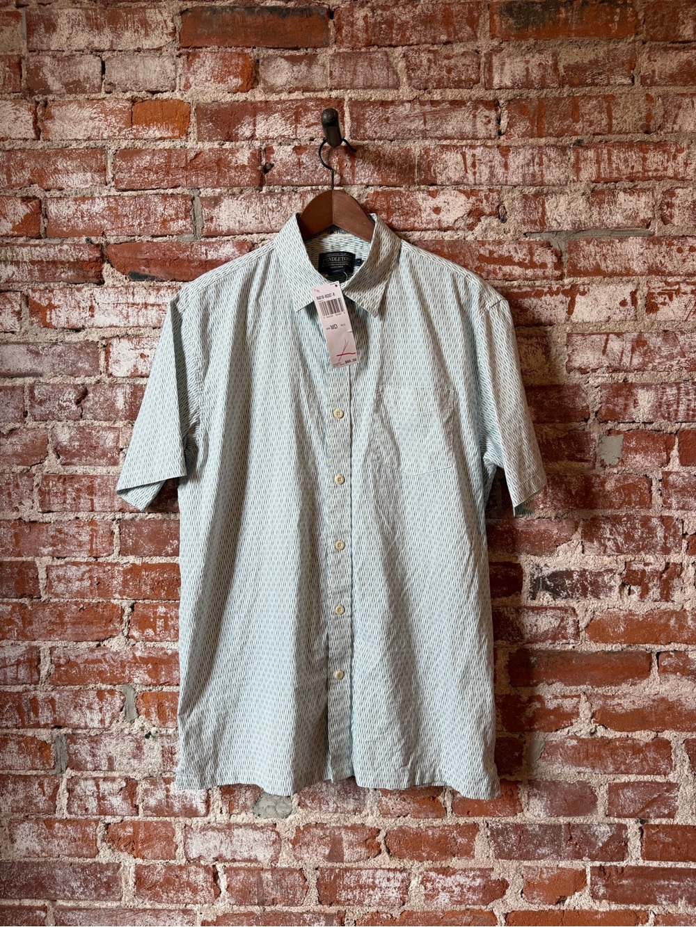 Pendleton Light Blue Geometric Short Sleeve Button-Down Shirt